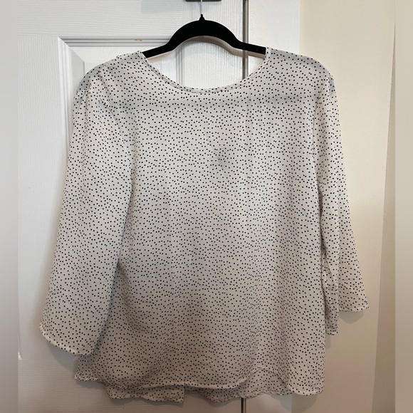 Polka Dot Blouse, Low Back, Silver Button Detailing - Size Small - Picture 5 of 6